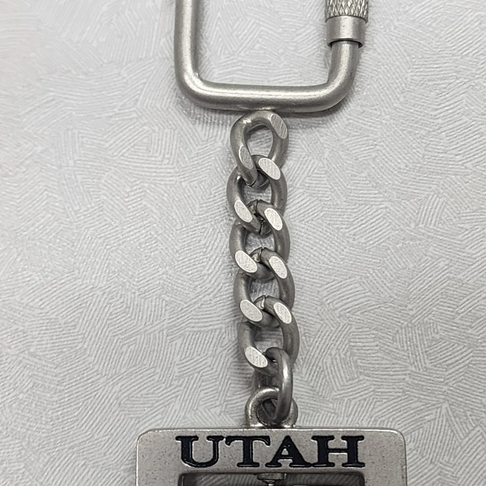 Vintage Salt Lake City Utah UT Spinning Keychain Center Collectible Silver Gold